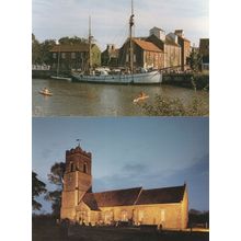 Snape Church at Night Illuminations Suffolk Rowing Boats 2x Postcard s