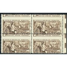 1115, Mint NH 4¢ Lincoln Misperf Shift Error Block of Four Stamps - Stuart Katz