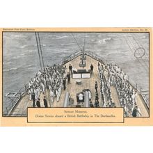 Dardenelles WW1 British War Battle Ship Sunday Divine Service Old Postcard