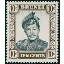 Brunei 1970 10c black & sepia Glazed paper SG124a MNH