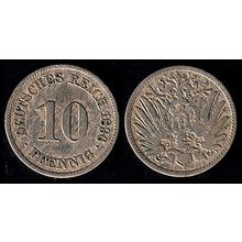 Germany 10P 1896 Used Coin Imperial Eagle