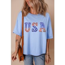 Myosotis USA Patched Drop Sleeve Crewneck T Shirt