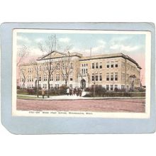 MN Minneapolis Postcard West High School Street Scene Intersection w/Troll~243