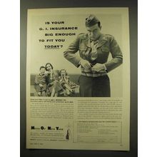 1956 MONY Life Insurance Ad - Is Your G.I. Enough Today