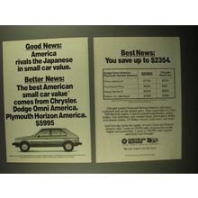 1987 Chrysler Dodge Omni and Plymouth Horizon Ad