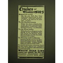 1924 White Star Line Red Star Line Ad - Cruises - Winter 1924-5