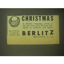 1945 Berlitz School of Languages Ad - Christmas