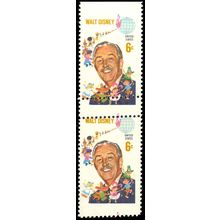 1355, Mint NH 6c Disney - MISPERFED FULL GUTTER BETWEEN ERROR PAIR - Stuart Katz
