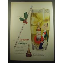 1959 Coronet VSQ Brandy Ad - art by Paul Rand - Season's Best give Coronet