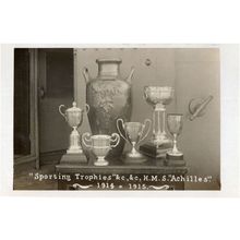 HMS Achilles WW1 Military War Ship Sports Trophies RPC Postcard