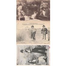 French Charlie Chaplin Style Comic Farmer 3x Old Postcard s