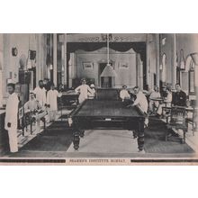 Billiard Room Seamans Institute Bombay India Antique Postcard