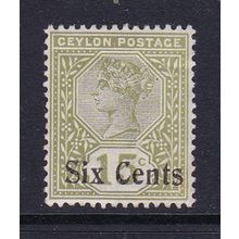 CEYLON 1893-99 CROWN CA WMK 6c SURCHARGE ON 15c MINT SG250