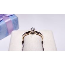 Estate .10ct Natural Rd Diamond Solitaire 6prong 14Kt 2Tone Engagement Ring22522