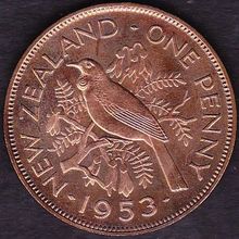 1953 New Zealand 1 Penny Coin