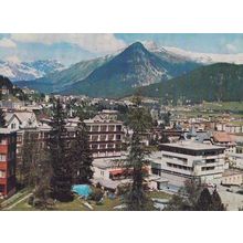 Davos Hotel Europe Switzerland Swiss 1980s Aerial Postcard