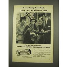 1956 American Express Travelers Cheques Ad - Never Cash