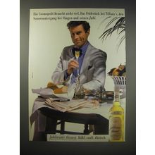 1990 Aalborg Akvavit Ad (in German) - Ein Cosmopolit braucht nicht viel.