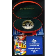 2004 Australia $5 Selectively Gold Plated Silver Proof Coin Rugby World Cup