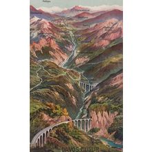 Davos Filisur Switzerland Mountain Map Postcard