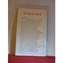 WWI PROPOGANDA, KAISER BILL'S DREAM, WILHELM II unused antique postcard =