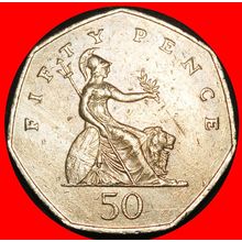 ⰆHEPTAGON 1998-2009:BRITAIN★50 PENCE 2001 ELIZABETH II 1953★LOW START★NO RESERVE