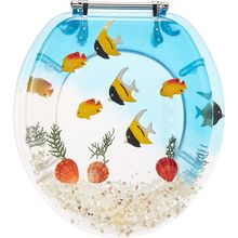 BH Home & Linen Polyresin Poly Resin round Fish Aquarium Toilet Seat, 17 Inch, B