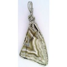 Banded Agate Stainless Wire Wrap Gemstone Pendant 7