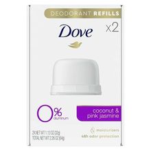 Dove Deodorant Refills Refill Kit Coconut & Pink Jasmine, 1.13 oz, 2 Count