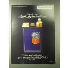 1979 Viceroy Rich Lights Cigarettes Advertisement