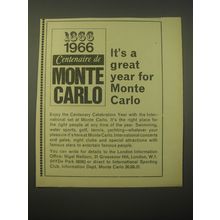1966 Monte Carlo Tourism Ad - It's a great year for Monte Carlo
