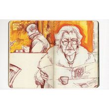 Yenikoy Spar Kulubu Cafe Istanbul Turkey Sketch Painting Postcard