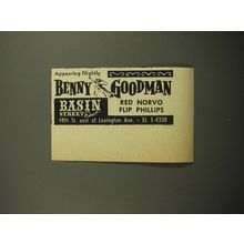 1960 Basin Street East Club Ad - Nightly Benny Goodman, Red Norvo, Flip Phillips