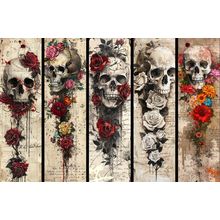 Skull Roses Flowers Bookmarks Book Markers Gift For Reader (X5)
