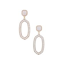 New Beaded Oval Post Drop Earrings