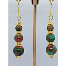 Colorful Nepal Stone Beaded Gold Plated Earrings