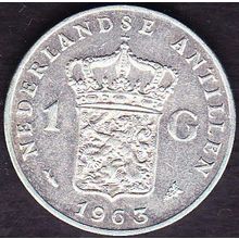 1963 Netherlands Antilles 1 Gulden Silver Coin