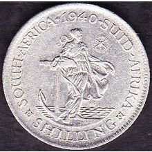 1940 South Africa 1 Shilling Silver Coin