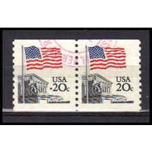 Used 1895 20c U.S. Flag Very Fine Pair PA0254