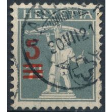 William Tell's Son surch: 5c on 7½c - Switzerland 1921 - FH - MiNr 158II (B)