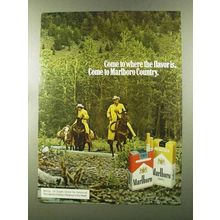 1973 Marlboro Cigarettes Ad - Cowboys on Horses