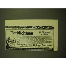 1924 Michigan Tourist & Resort Association Ad - The playground of a nation