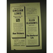 1933 Doubleday, Doran Books Ad - First novel by Sinclair Lewis since Nobel Prize