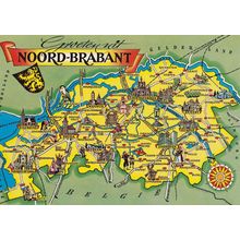 Noord Brabant German Map Postcard