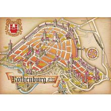 Rothenburg German Map Postcard