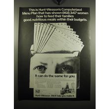 1971 Hunt-Wesson Food Ad - This is Hunt-Wesson's computerized menu plan