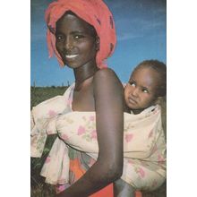 Borana Mother & Child Kenya Piggy Back African Rare Postcard