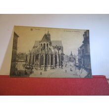 ST. PIETERSKERK EN POSTKANTOON, LEUVEN, BELGIUM unused antique postcard =