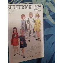 vintage size 7 childrens dress pattern butterick 3694 never used