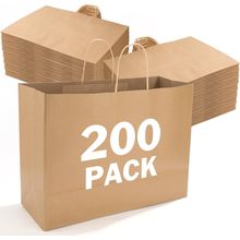 XPCARE 200Pack Large Paper Gift Bags with Handles Bulk,16X6X12 Inch Kraft Bag Pa
